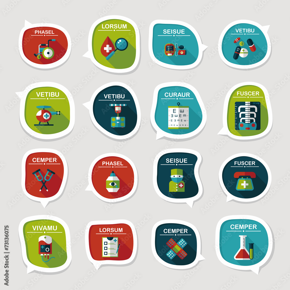 hospital bubble speech banner design flat background set, eps10 hospital bubble speech banner design flat background set, eps10