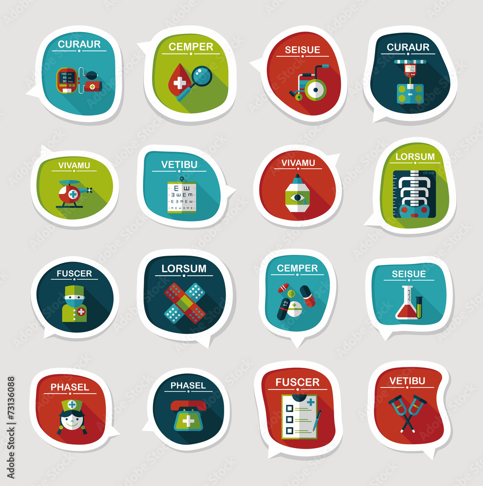 hospital bubble speech banner design flat background set, eps10 hospital bubble speech banner design flat background set, eps10