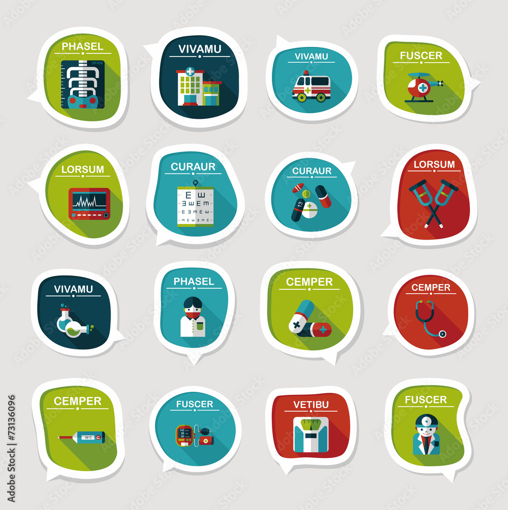 hospital bubble speech banner design flat background set, eps10 hospital bubble speech banner design flat background set, eps10