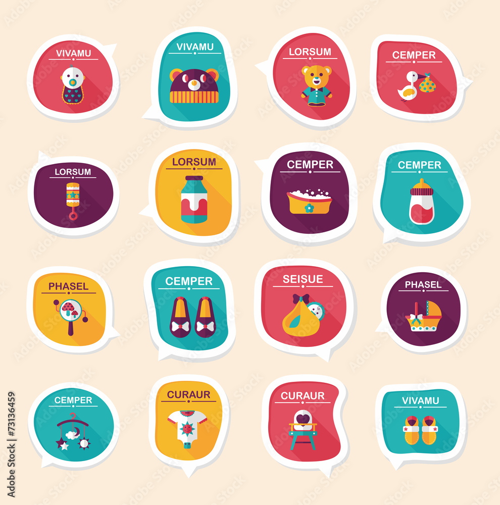 baby bubble speech banner design flat background set, eps10 baby bubble speech banner design flat background set, eps10