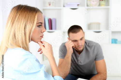 Young man on reception at psychologist