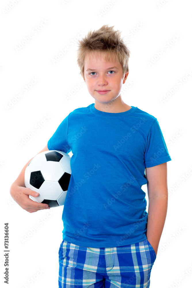 boy in blue with ball