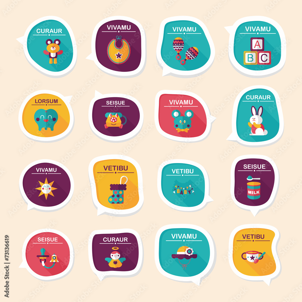 baby bubble speech banner design flat background set, eps10 baby bubble speech banner design flat background set, eps10