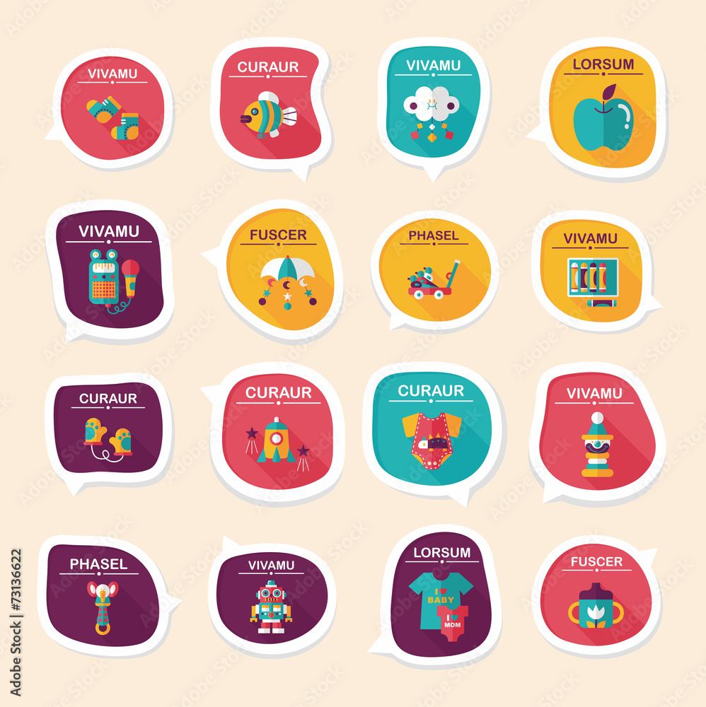 baby bubble speech banner design flat background set, eps10 baby bubble speech banner design flat background set, eps10