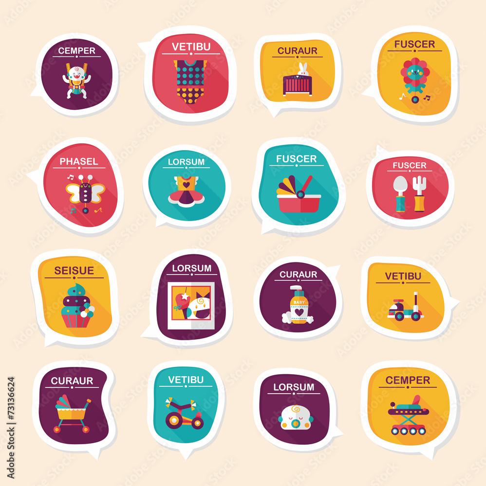 baby bubble speech banner design flat background set, eps10 baby bubble speech banner design flat background set, eps10
