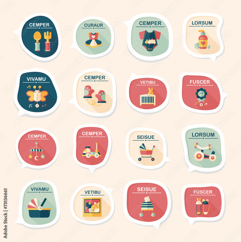 baby bubble speech banner design flat background set, eps10 baby bubble speech banner design flat background set, eps10