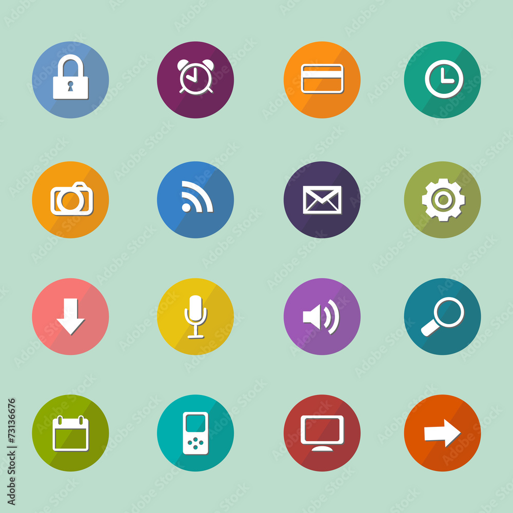 Set of icons in flat design with long shadows Set of icons in flat design with long shadows