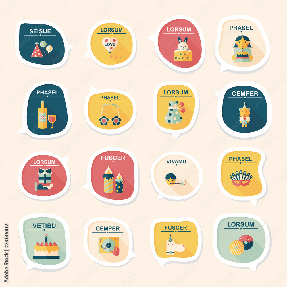 Birthday bubble speech banner design flat background set, eps10 Birthday bubble speech banner design flat background set, eps10