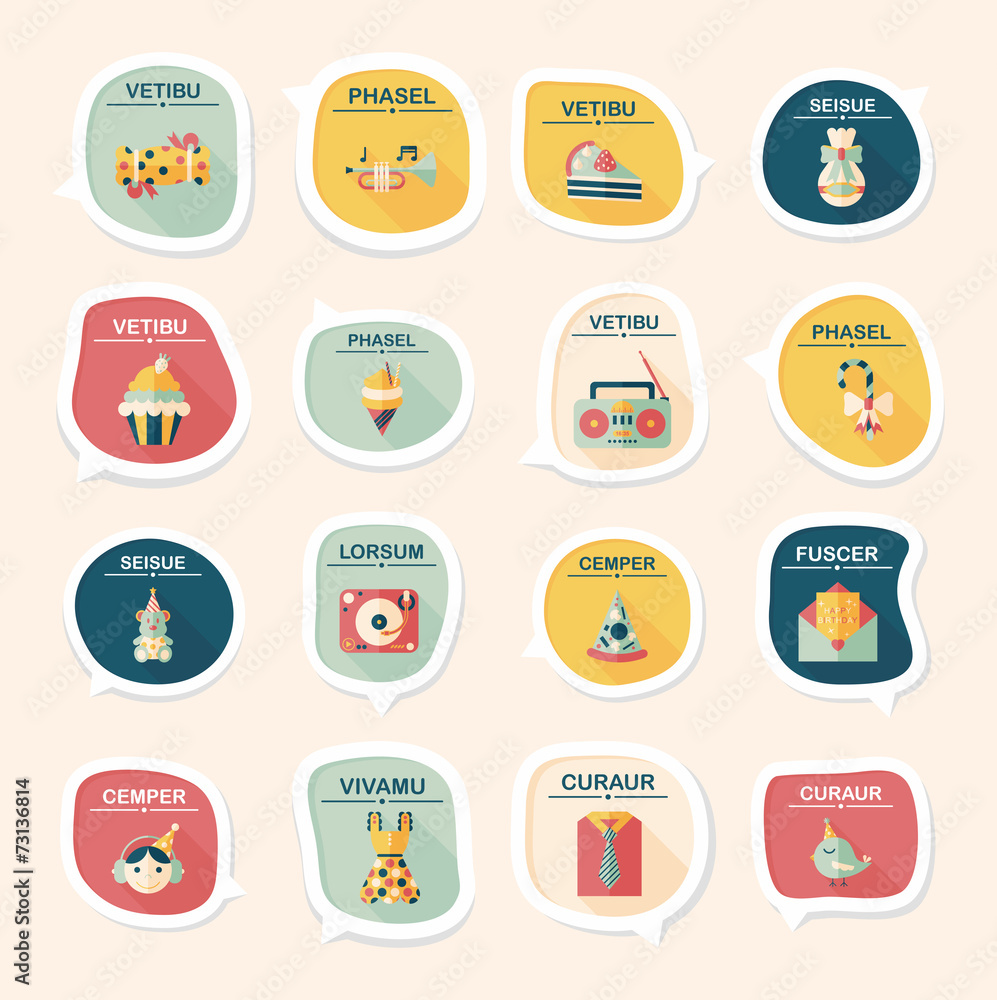 Birthday bubble speech banner design flat background set, eps10 Birthday bubble speech banner design flat background set, eps10