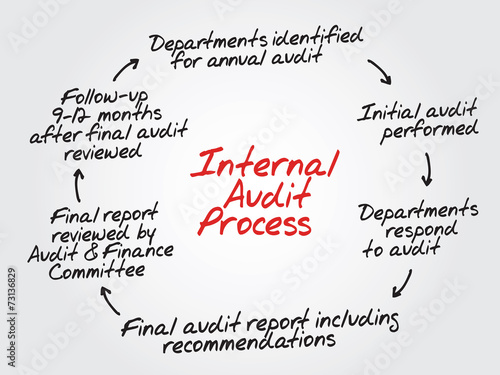 Hand drawn Internal Audit Process flow chart, diagram shapes