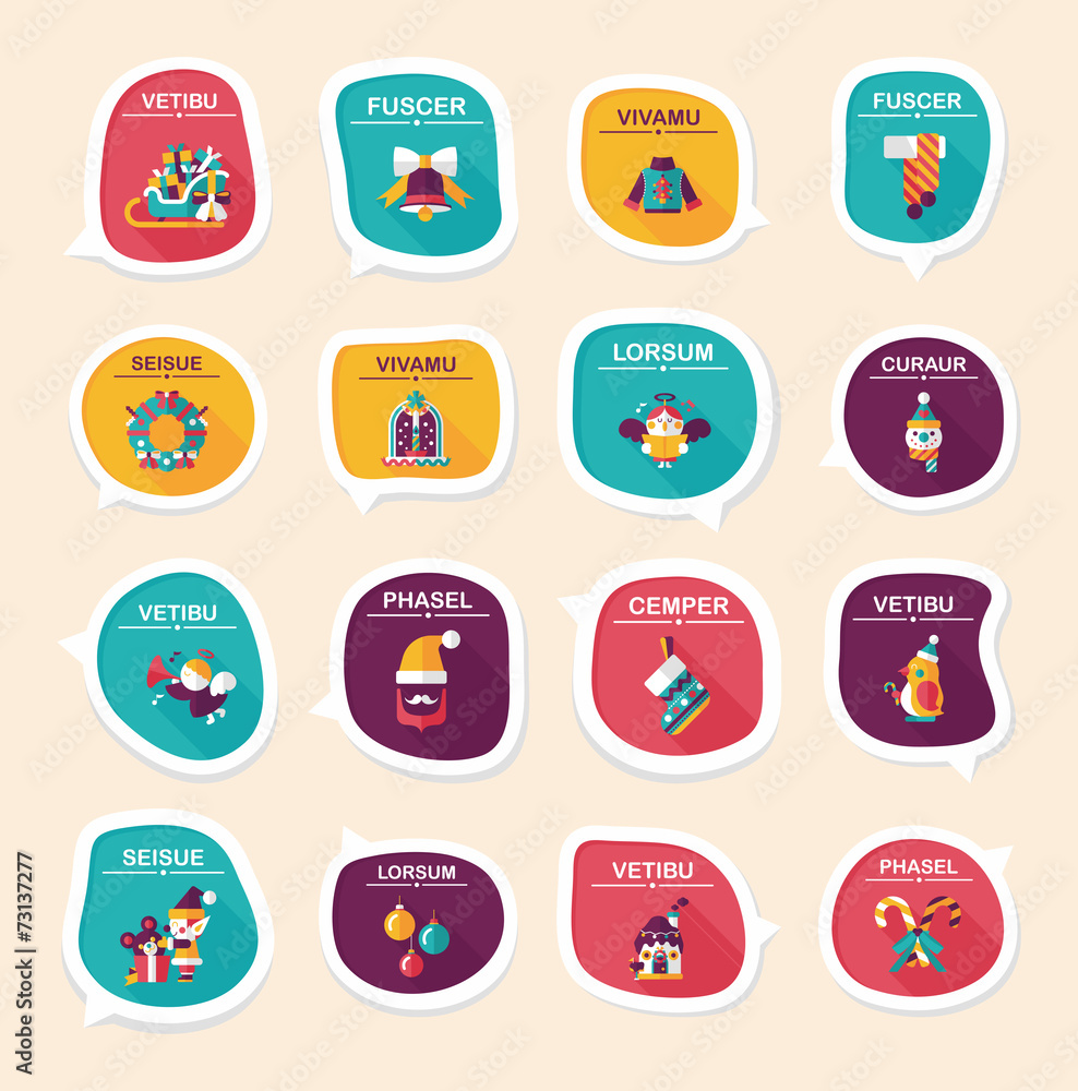 Christmas bubble speech banner design flat background set, eps10 Christmas bubble speech banner design flat background set, eps10