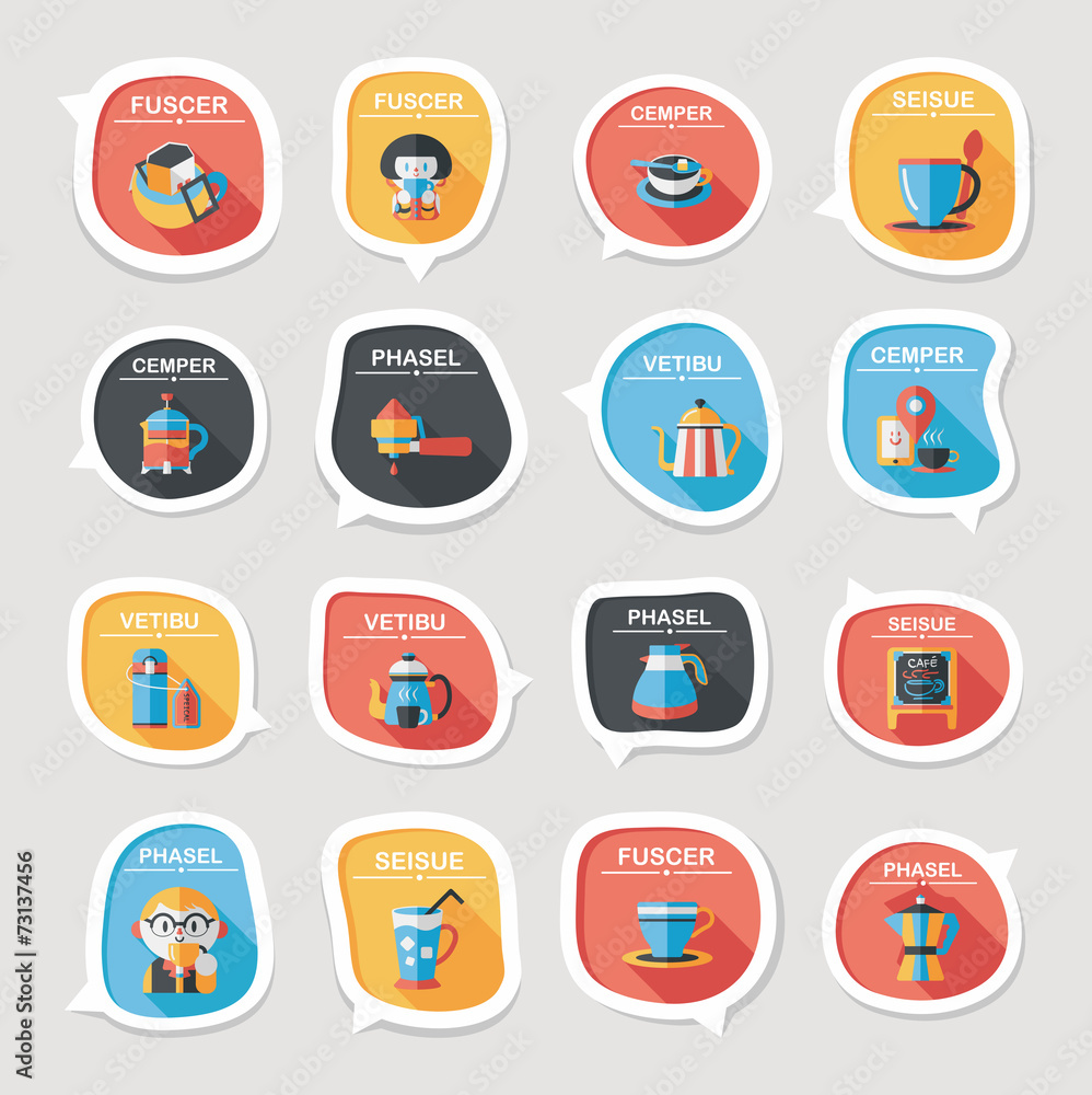 Coffee bubble speech flat banner design flat background set, eps Coffee bubble speech flat banner design flat background set, eps