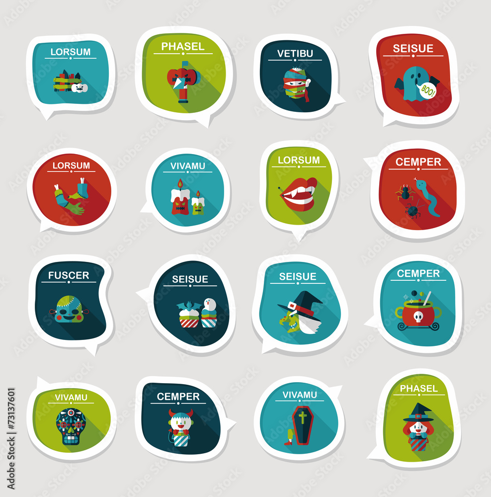 Halloween bubble speech banner design flat background set, eps10 Halloween bubble speech banner design flat background set, eps10