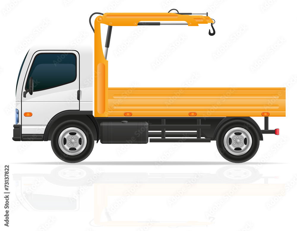 truck with a small crane for construction vector illustration