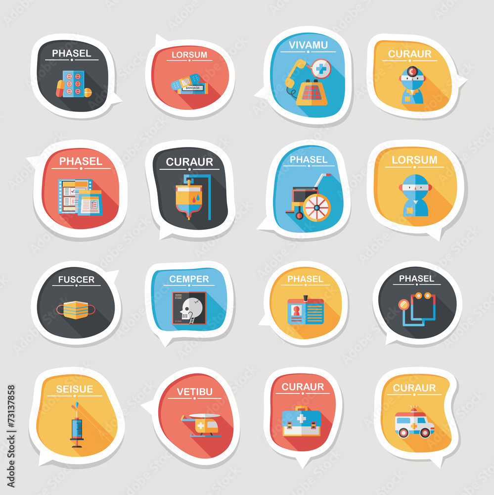 hospital bubble speech banner design flat background set, eps10 hospital bubble speech banner design flat background set, eps10