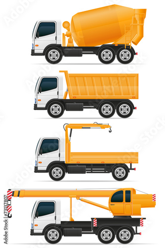 set icons trucks designed for construction vector illustration