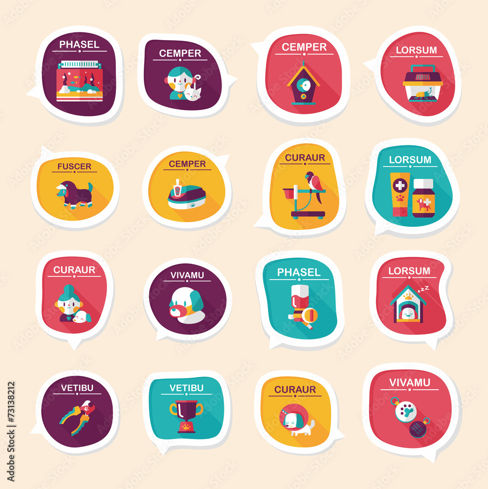 Pet bubble speech flat banner design background set, eps10 Pet bubble speech flat banner design background set, eps10