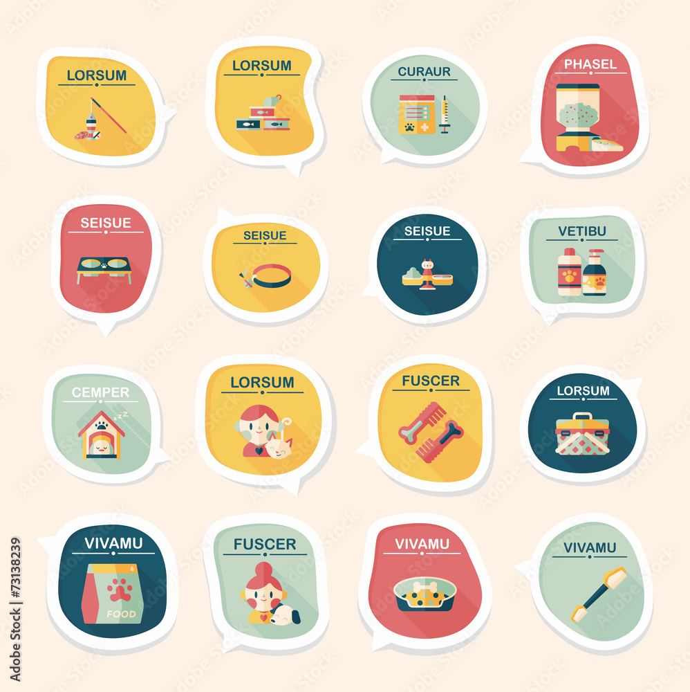 Pet bubble speech flat banner design background set, eps10 Pet bubble speech flat banner design background set, eps10