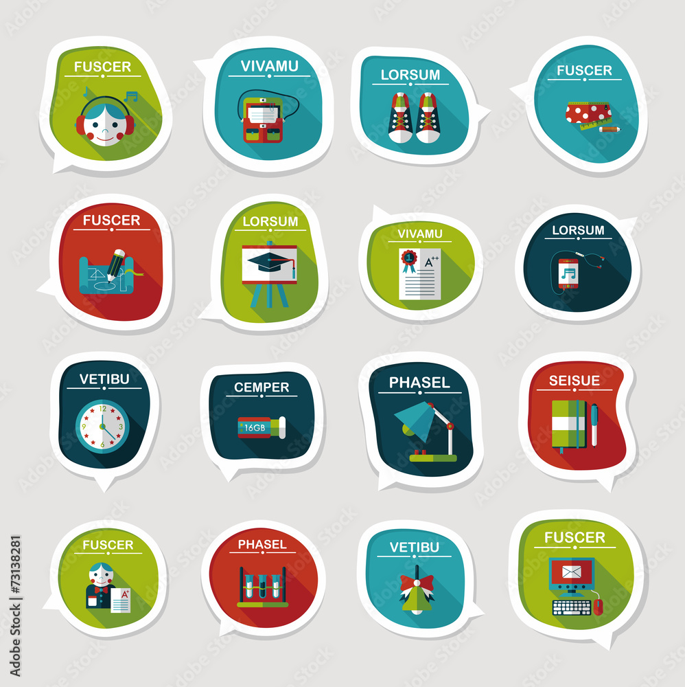 School bubble speech banner design flat background set, eps10 School bubble speech banner design flat background set, eps10