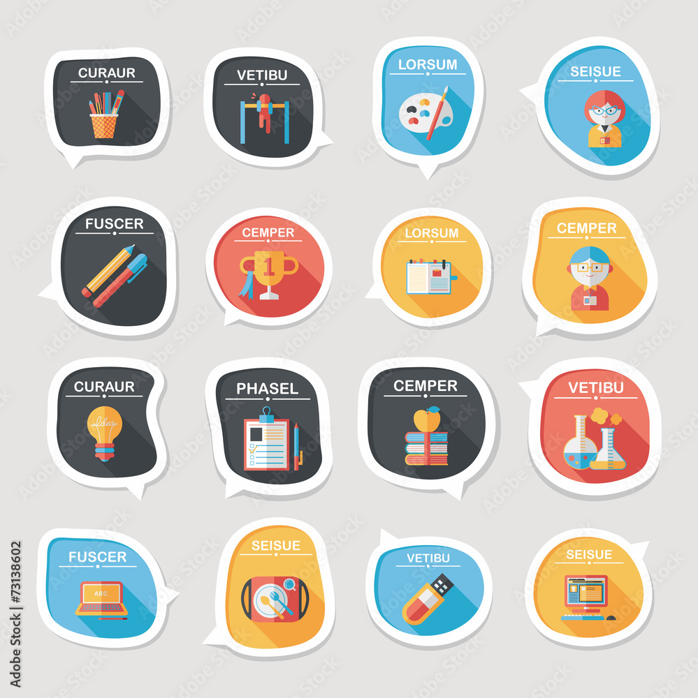 School bubble speech banner design flat background set, eps10 School bubble speech banner design flat background set, eps10