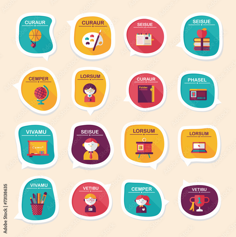School bubble speech banner design flat background set, eps10 School bubble speech banner design flat background set, eps10