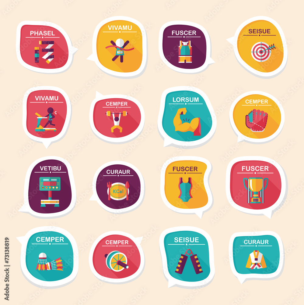 Sport speech bubble flat banner design background set, eps10 Sport speech bubble flat banner design background set, eps10