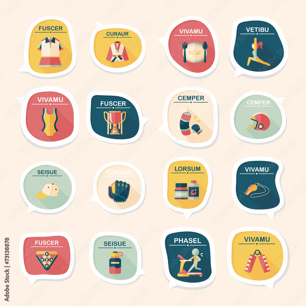 Sport speech bubble flat banner design background set, eps10 Sport speech bubble flat banner design background set, eps10