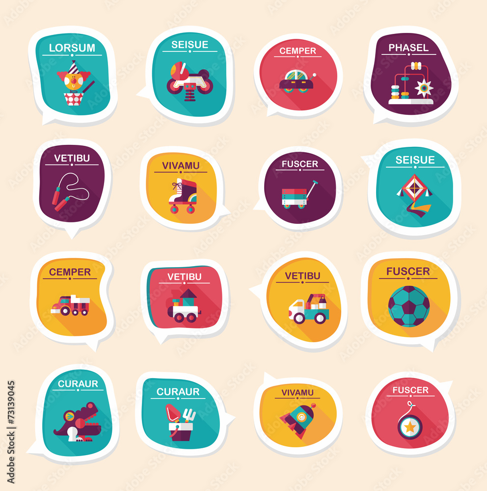 Toy speech bubble banner design flat background set, eps10 Toy speech bubble banner design flat background set, eps10