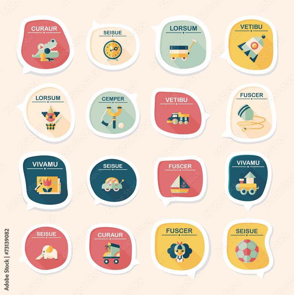 Toy speech bubble banner design flat background set, eps10 Toy speech bubble banner design flat background set, eps10