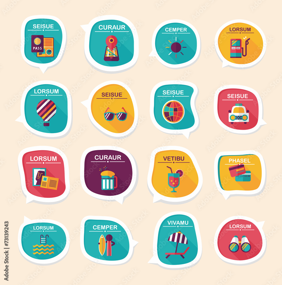 Travel bubble speech banner design flat background set, eps10 Travel bubble speech banner design flat background set, eps10
