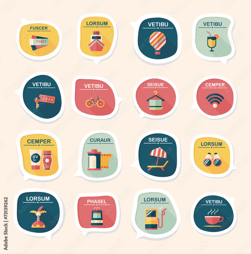Travel bubble speech banner design flat background set, eps10 Travel bubble speech banner design flat background set, eps10
