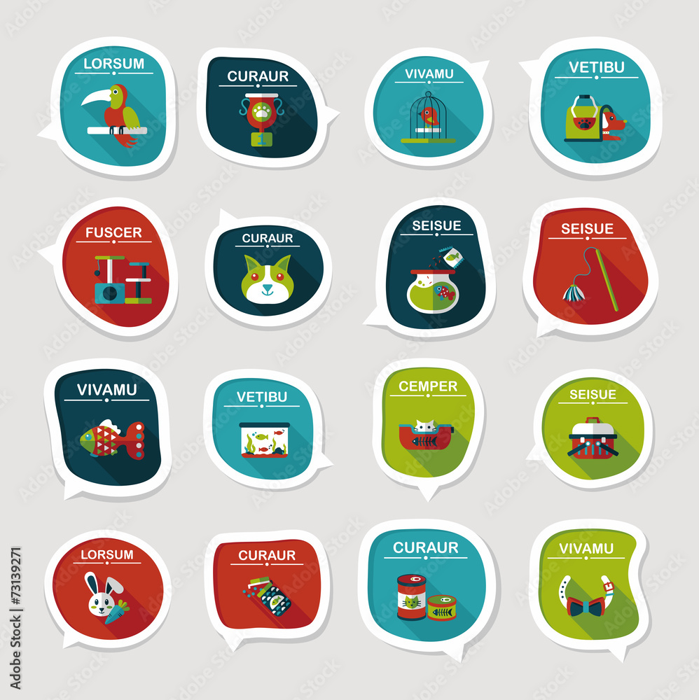 Pet bubble speech flat banner design background set, eps10 Pet bubble speech flat banner design background set, eps10