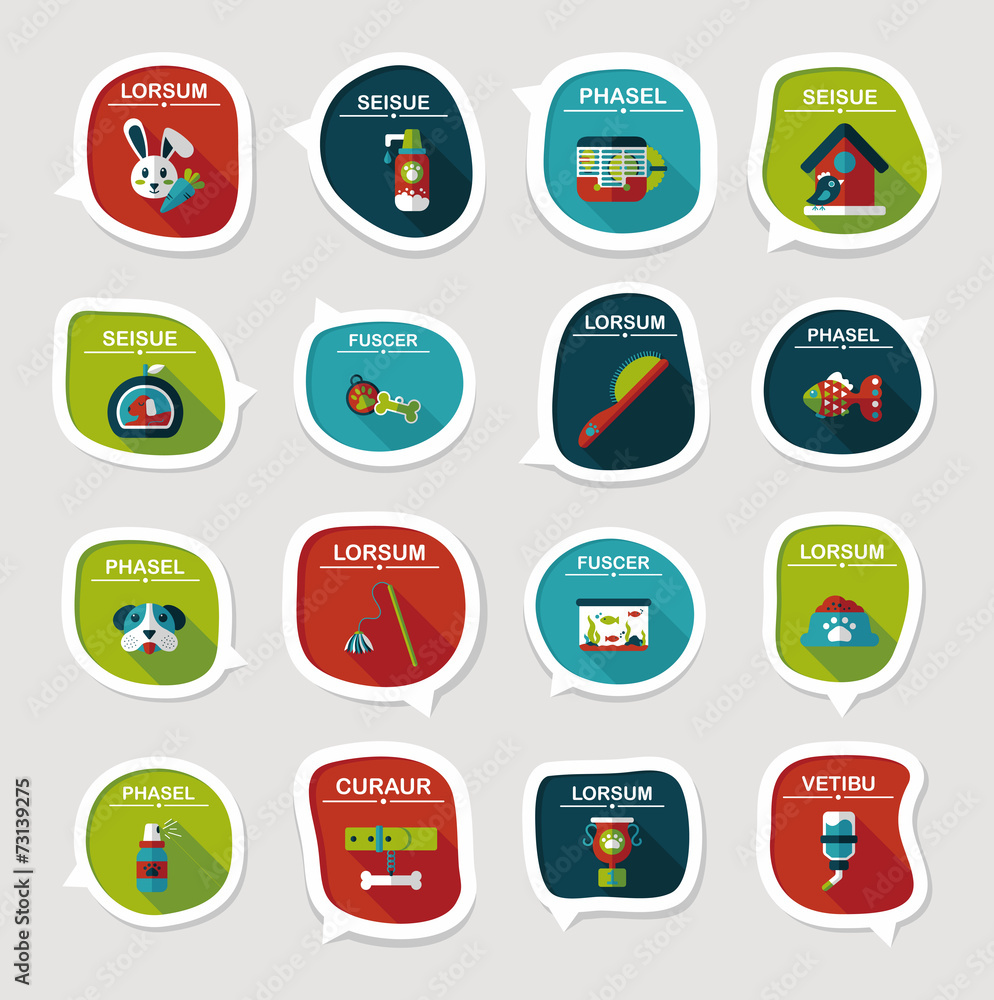 Pet bubble speech flat banner design background set, eps10 Pet bubble speech flat banner design background set, eps10
