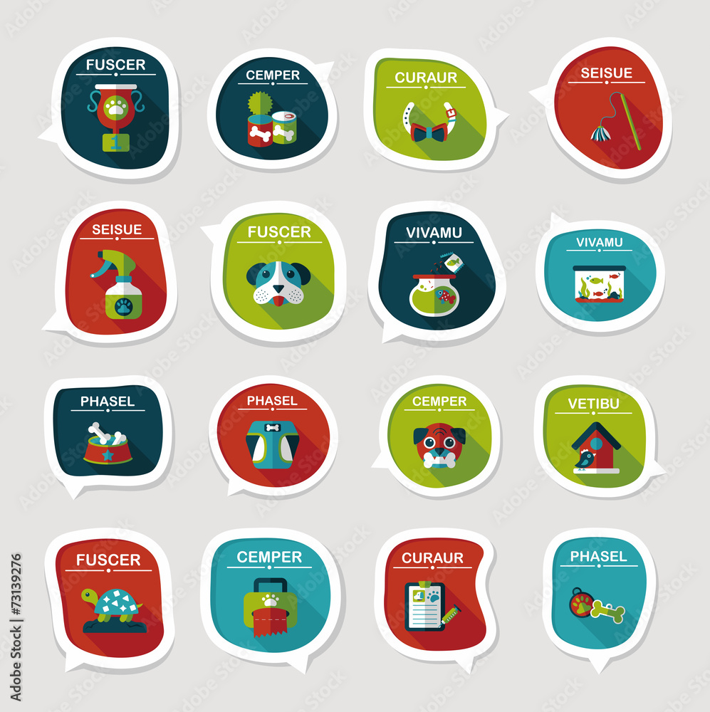 Pet bubble speech flat banner design background set, eps10 Pet bubble speech flat banner design background set, eps10