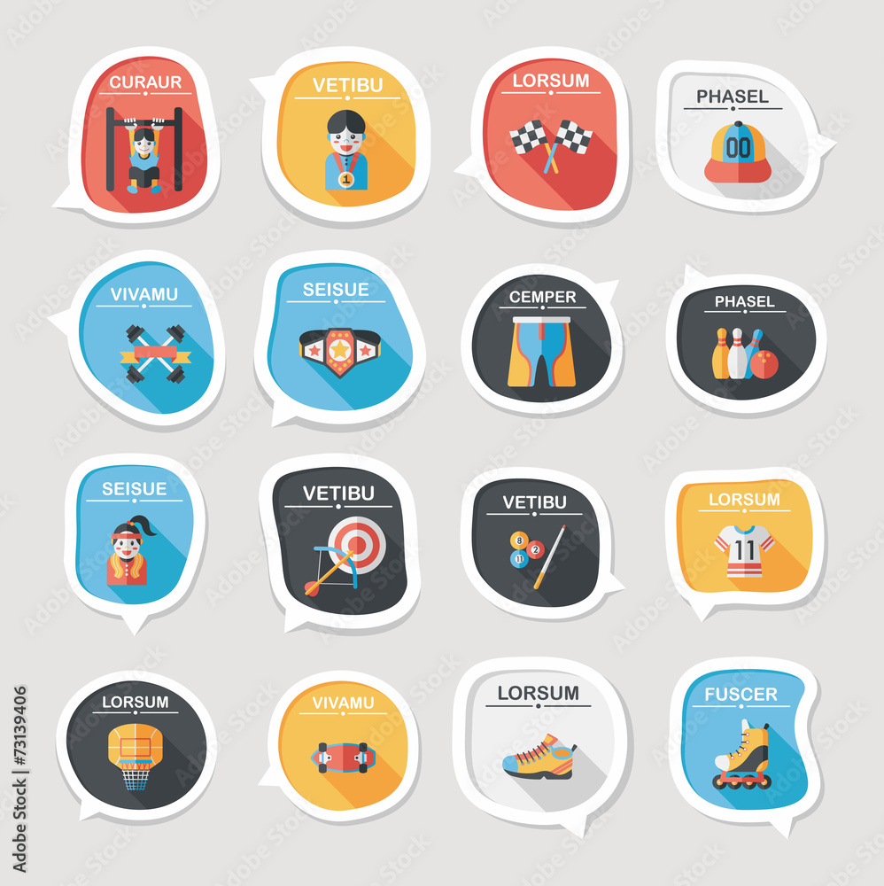 Sport speech bubble flat banner design background set, eps10 Sport speech bubble flat banner design background set, eps10