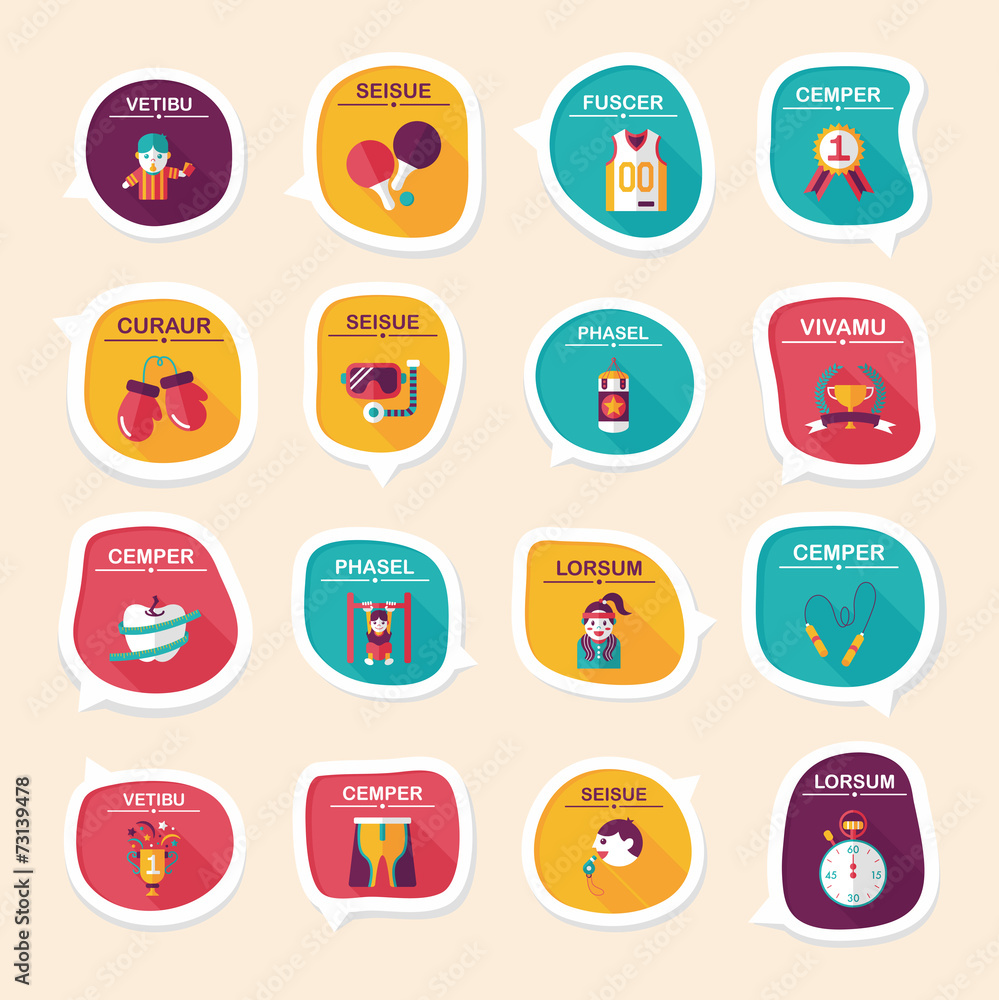 Sport speech bubble flat banner design background set, eps10 Sport speech bubble flat banner design background set, eps10