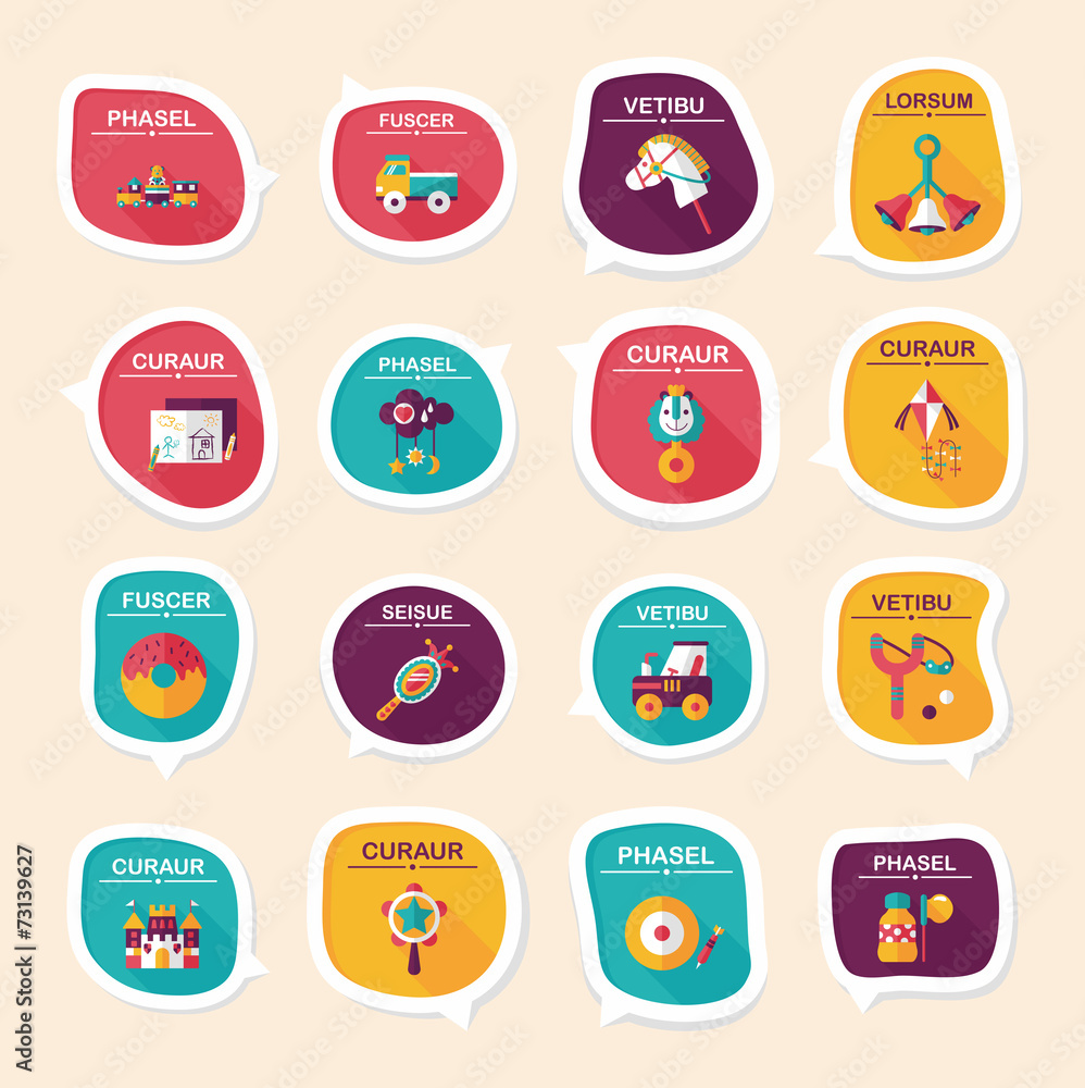 Toy speech bubble banner design flat background set, eps10 Toy speech bubble banner design flat background set, eps10