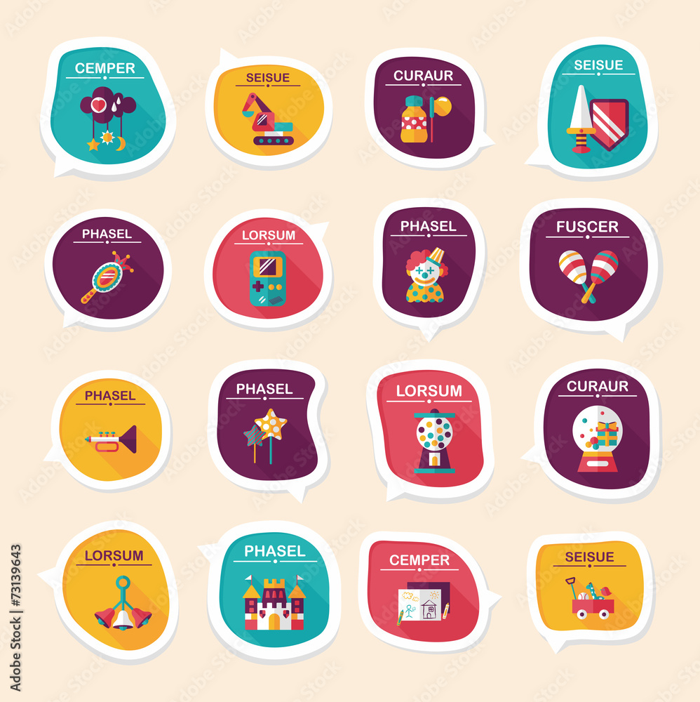 Toy speech bubble banner design flat background set, eps10 Toy speech bubble banner design flat background set, eps10