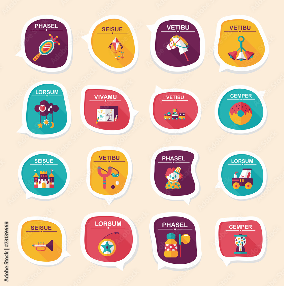 Toy speech bubble banner design flat background set, eps10 Toy speech bubble banner design flat background set, eps10