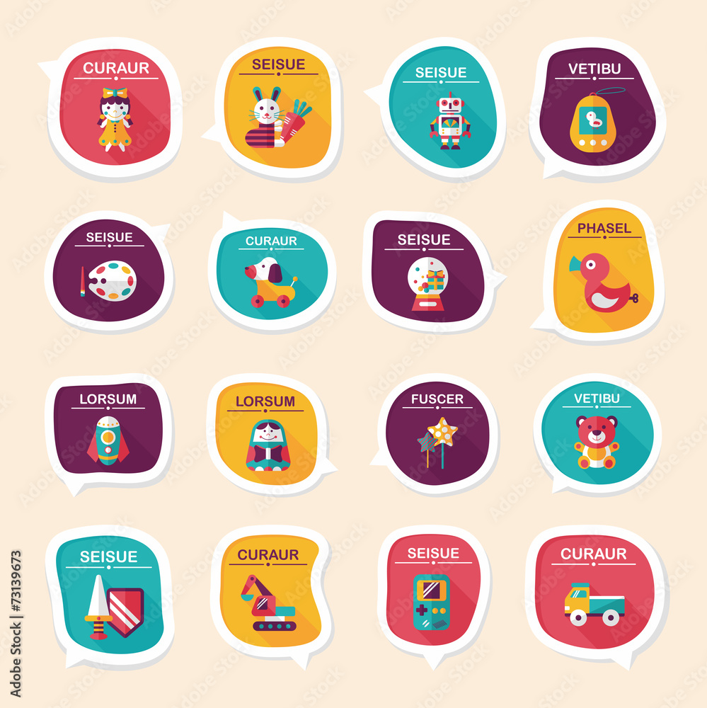 Toy speech bubble banner design flat background set, eps10 Toy speech bubble banner design flat background set, eps10