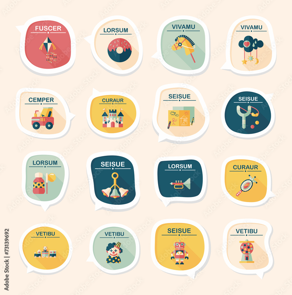 Toy speech bubble banner design flat background set, eps10 Toy speech bubble banner design flat background set, eps10