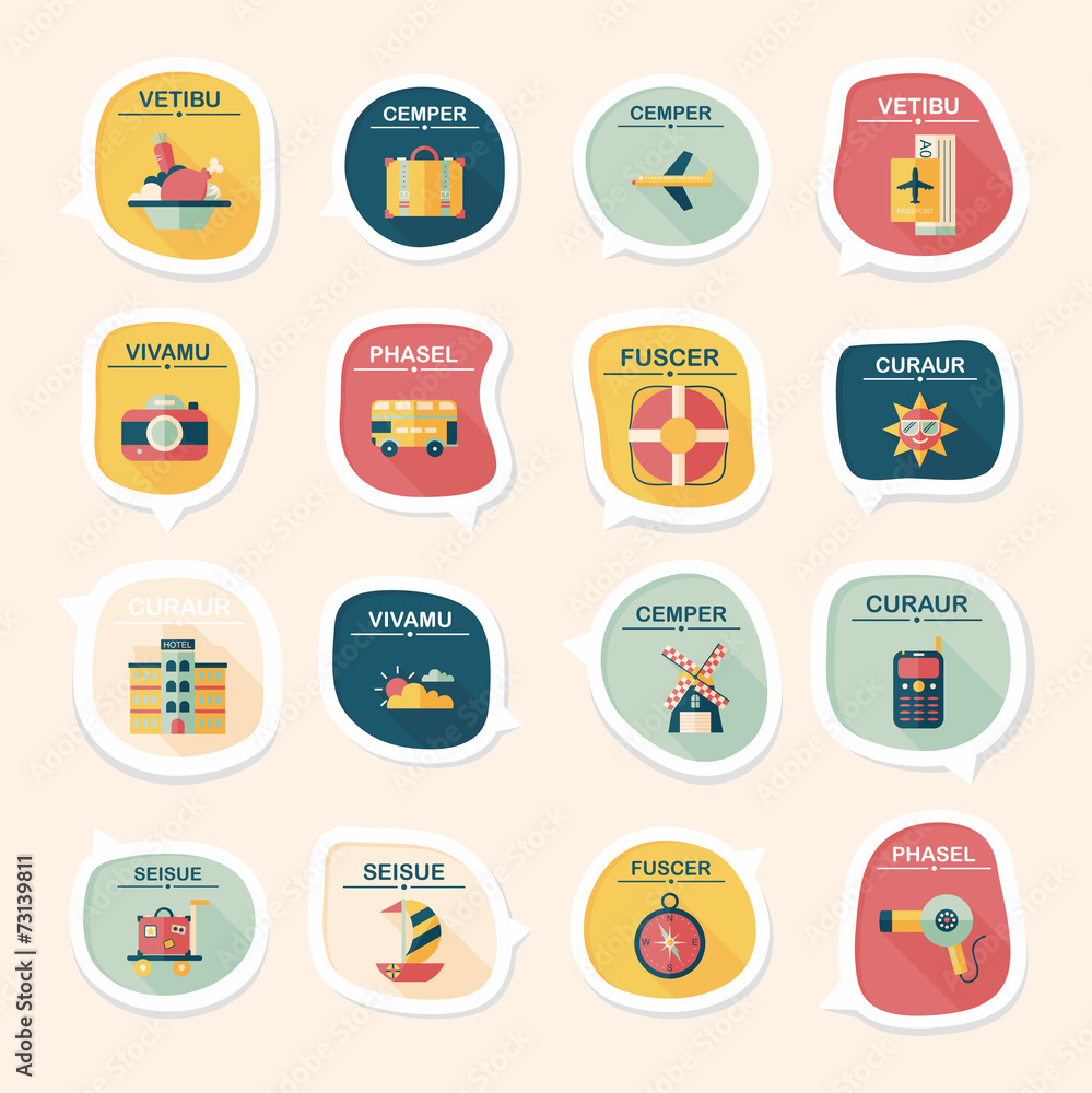Travel bubble speech banner design flat background set, eps10 Travel bubble speech banner design flat background set, eps10