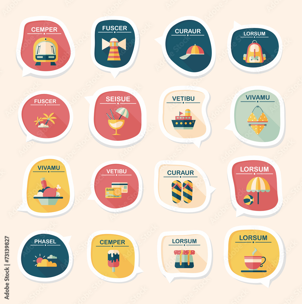 Travel bubble speech banner design flat background set, eps10 Travel bubble speech banner design flat background set, eps10