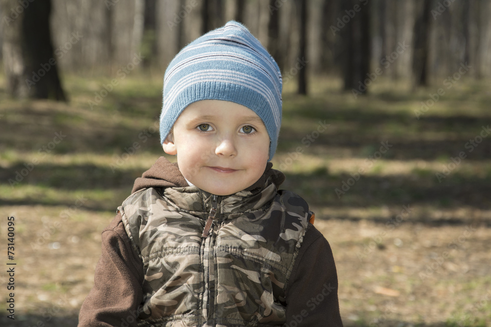In the spring forest boy. Close up. In the spring forest boy. Close up.