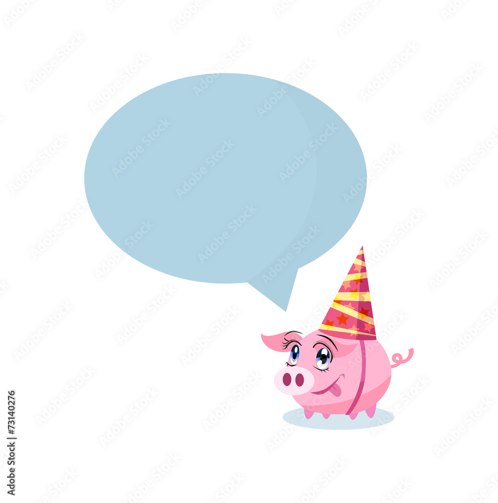 Pig in Holiday Hat with Massage Area for Your Text Pig in Holiday Hat with Massage Area for Your Text
