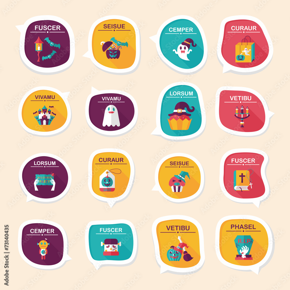Halloween bubble speech banner design flat background set, eps10 Halloween bubble speech banner design flat background set, eps10