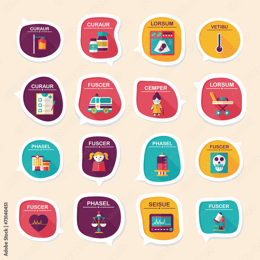 hospital bubble speech banner design flat background set, eps10 hospital bubble speech banner design flat background set, eps10