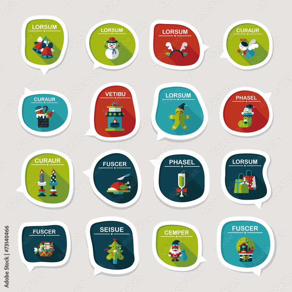 Christmas bubble speech banner design flat background set, eps10 Christmas bubble speech banner design flat background set, eps10