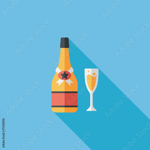 Valentine's day champagne flat icon with long shadow,eps10