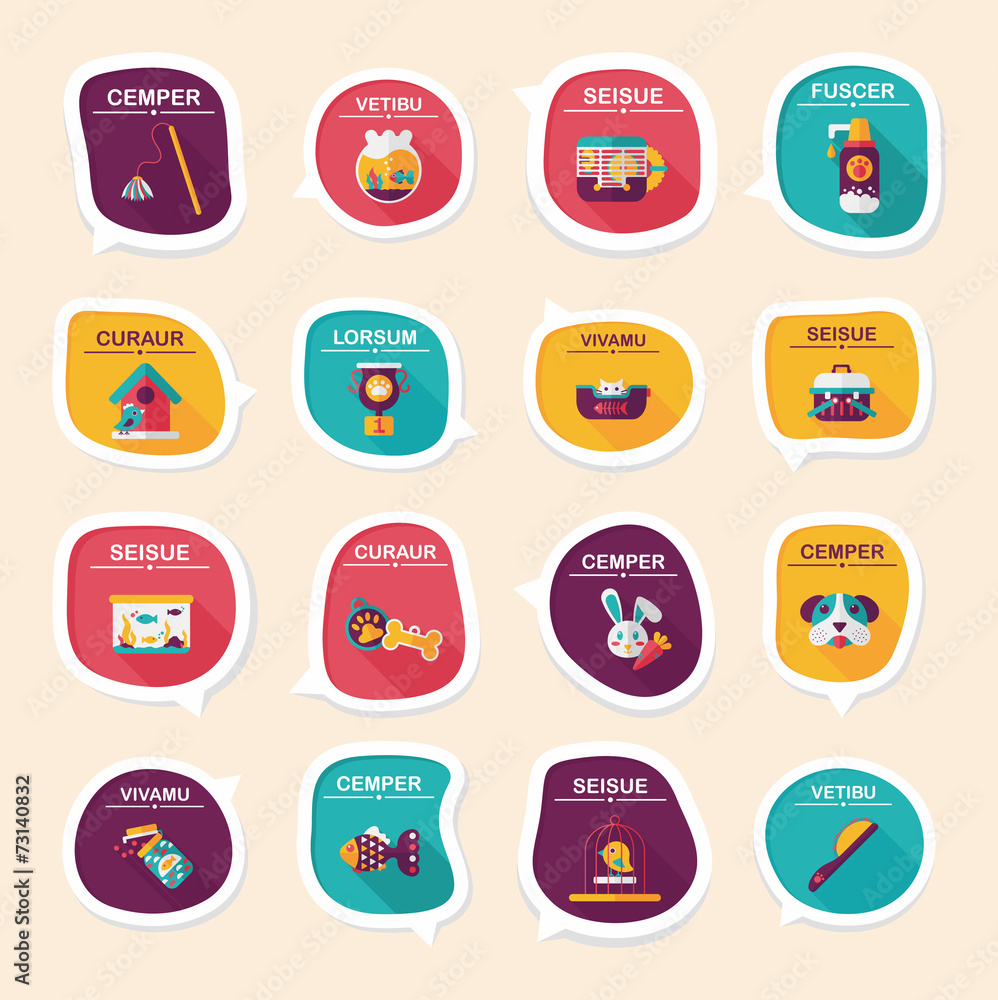 Pet bubble speech flat banner design background set, eps10 Pet bubble speech flat banner design background set, eps10